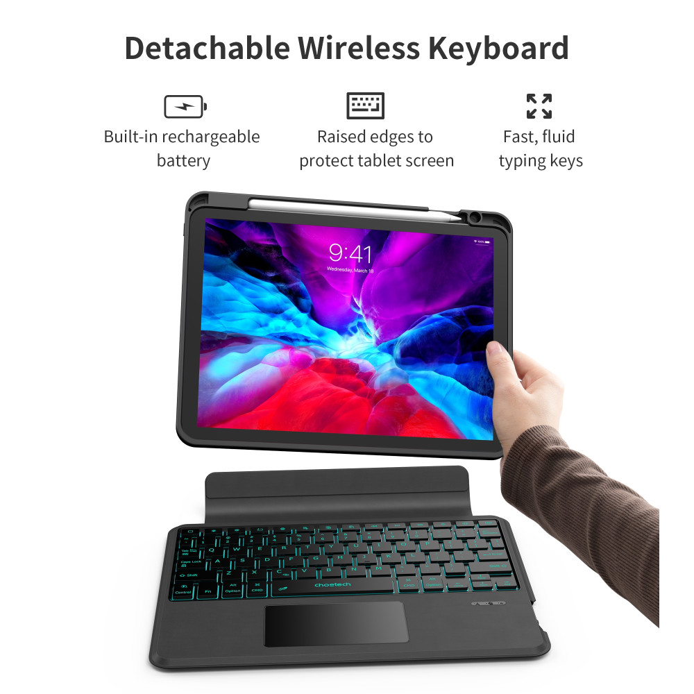 Choetech 6932112104625 BH-018 Wireless KB Case with Touchpad and backlight for iPad 11" - Image 2