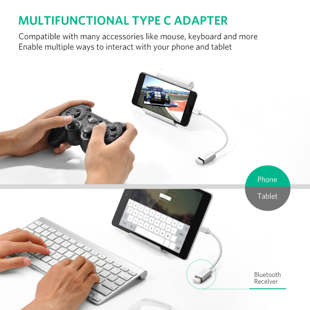 UGREEN 6957303837021 30702 USB TYPE C Male to USB 3.0 Type A Female OTG cable white - Image 2