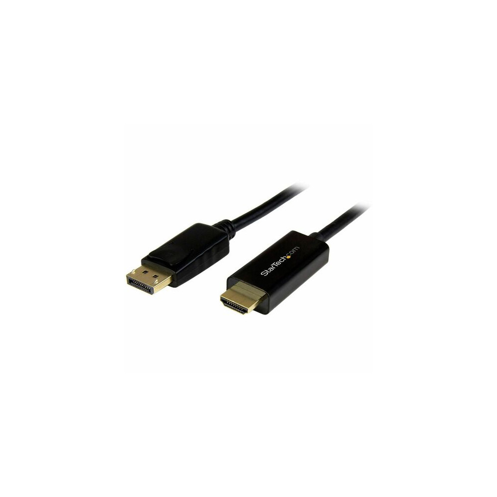 StarTech DP2HDMM2MB 6ft (2m) DisplayPort to HDMI Cable, 4K 30Hz Video, DP 1.2 to HDMI Adapter Cable Converter for HDMI Monitor/Display, Passive - 6.6ft/2m Passive DisplayPort to HDMI cable converter - 4K 30Hz/1080p/7.1 Audio/HDCP 1.4/DPCP; DP 1.2 to HDMI