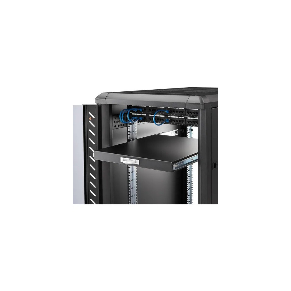 StarTech SLIDESHELFD 1U Sliding Server Rack Mount Keyboard Shelf Tray - 55lbs - 22" Deep Steel Pull Out Drawer for 19" AV, Network Equipment Rack