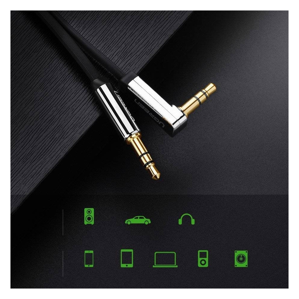 UGREEN 6957303817283 10728 3.5mm Male to 3.5mm Right Angle 3.5mm Aux Cable 3m (Black) - Image 4
