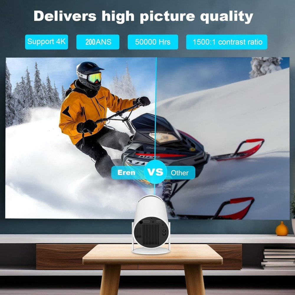 Topleo 5712447634711 HY300 Pro Smart Mini Projector – 720P HD, Android 11, Dual-Band WiFi6, Hi-Fi Speaker, Portable Home Cinema - Image 7