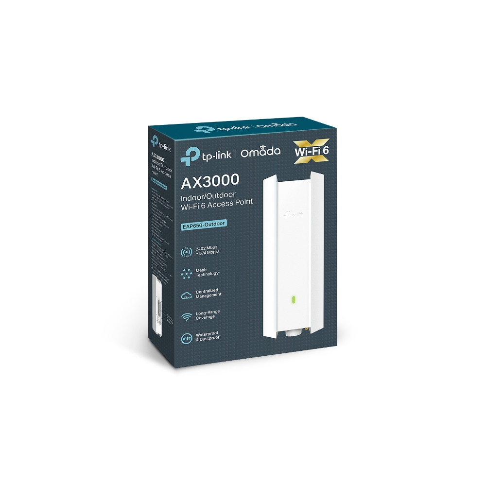 TP-LINK EAP650-OUTDOOR OMADA AX3000 WI-FI 6 DUAL-BAND OUTDOOR ACCESS POINT, IP67, POE+, 3YR - Image 1