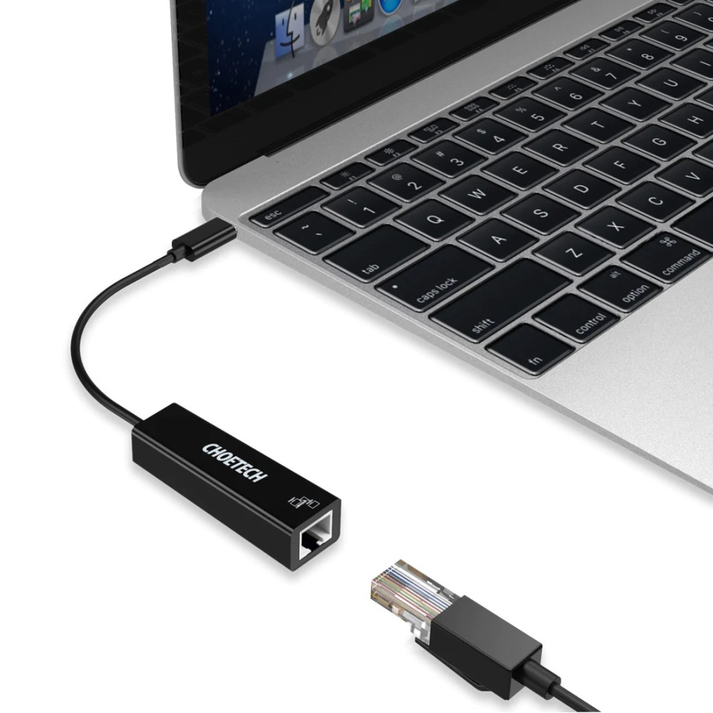 Choetech 6971824970555 HUB-R01 USB C to Ethernet Adapter USB 3.1 Type C to RJ-45 10/100/1000 Gigabit Ethernet LAN - Image 1