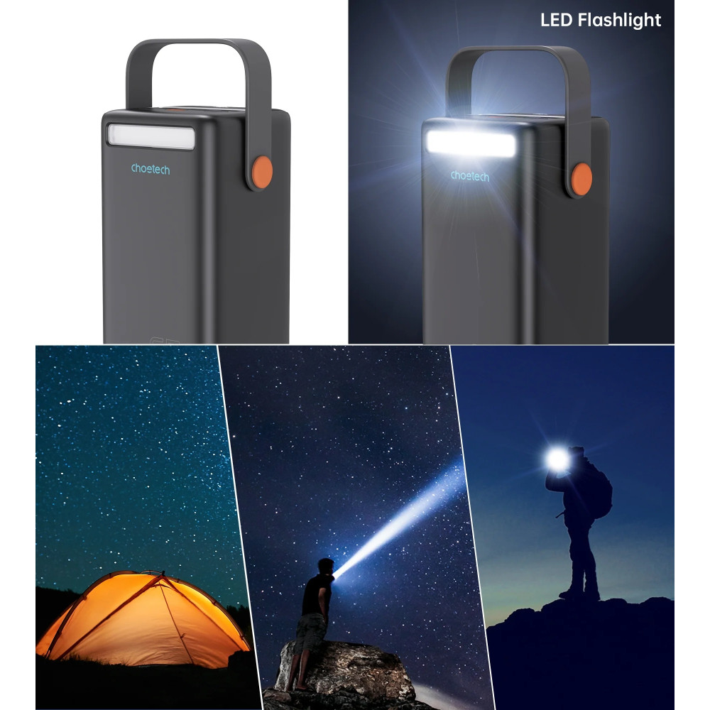 Choetech 6932112104786 B664 50000mAh PD65w 2 inputs & 4 Outputs + LED Flashlight + LCD Display Power Bank - Image 5