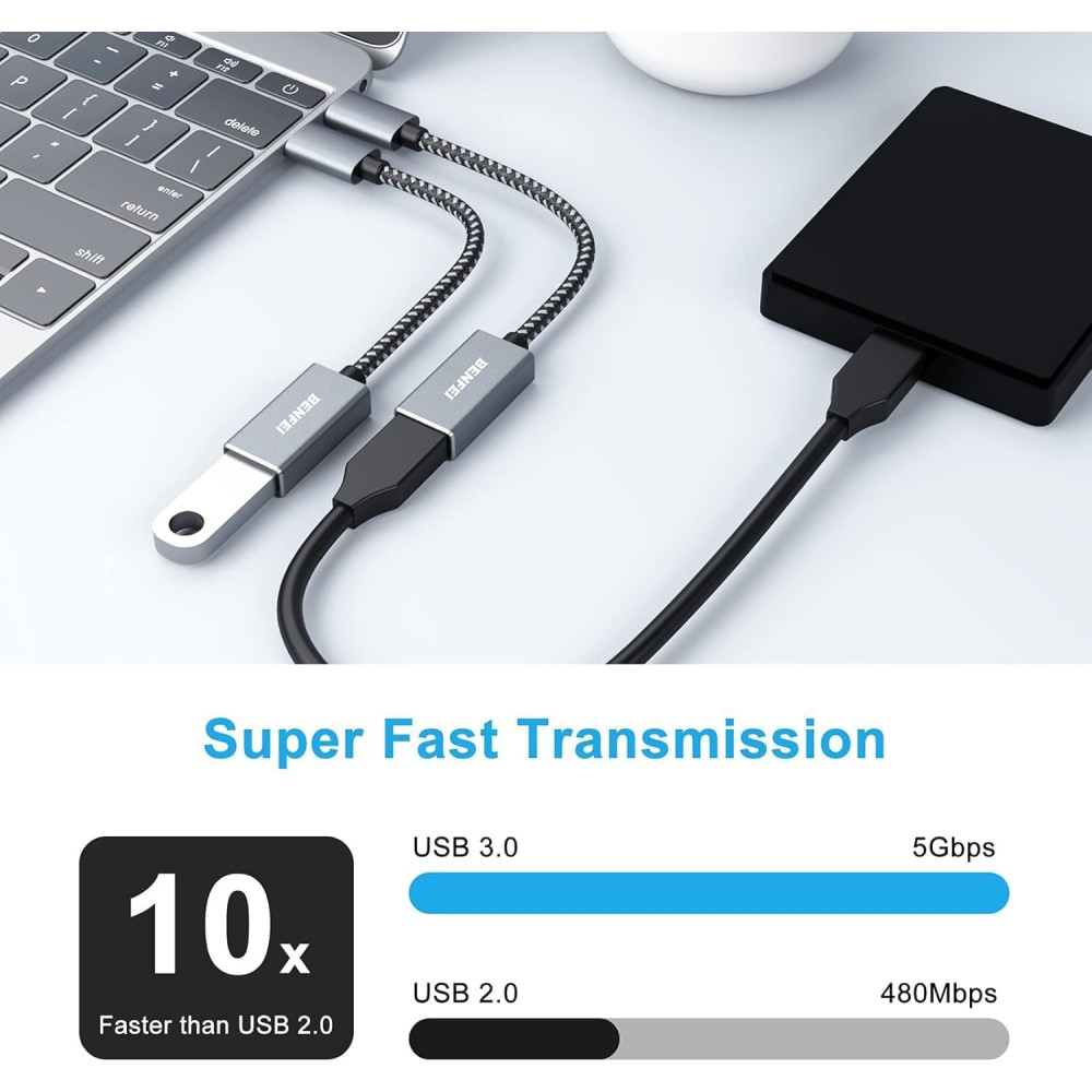BENFEI B07VP4R8P5 000262GY-2P USB C to USB 3.0 Adapter (2 pack) Compatible with MacBook Pro/Air, Samsung Galaxy Note, Google Pixel, Nexus - Image 2