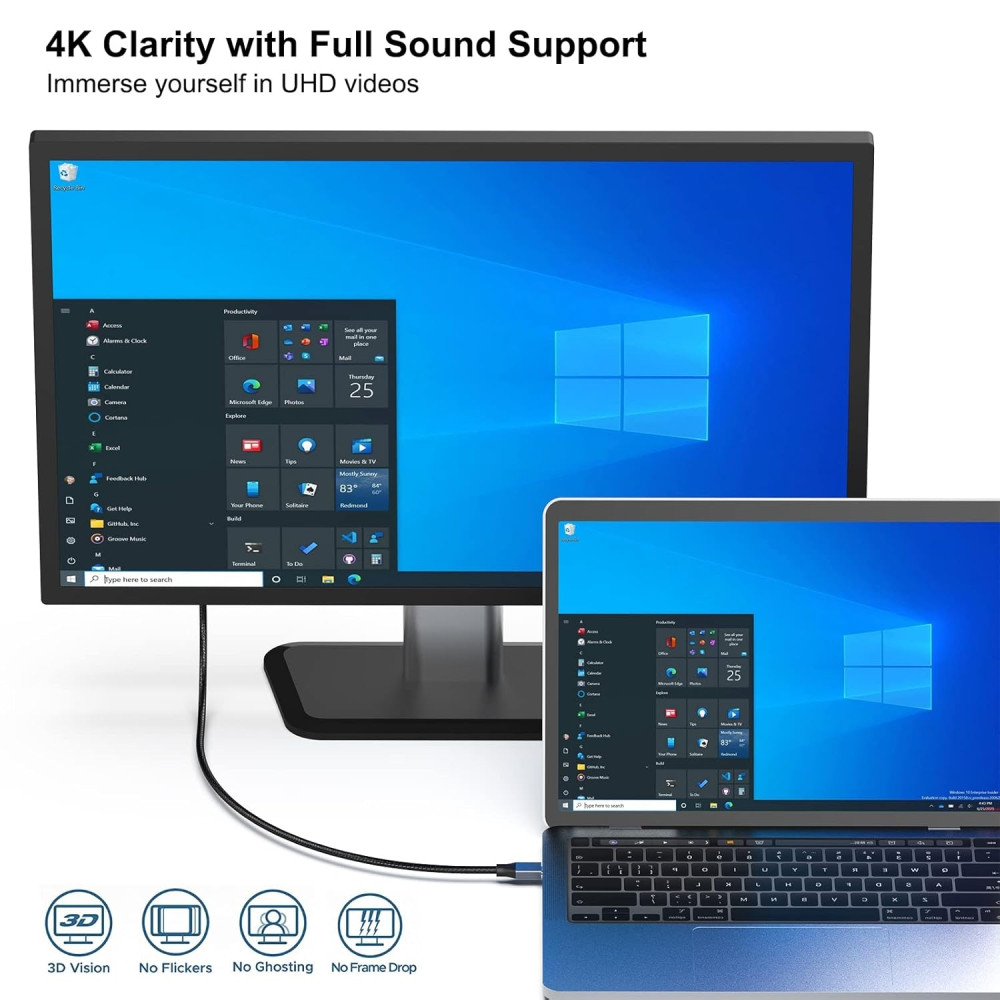 BENFEI B0B97GVTN4 000207GY-3F USB-C to DP 0.9m 8K@60Hz Thunderbolt 3 Compatible for Apple /Samsung/Surface Book 2 - Image 2