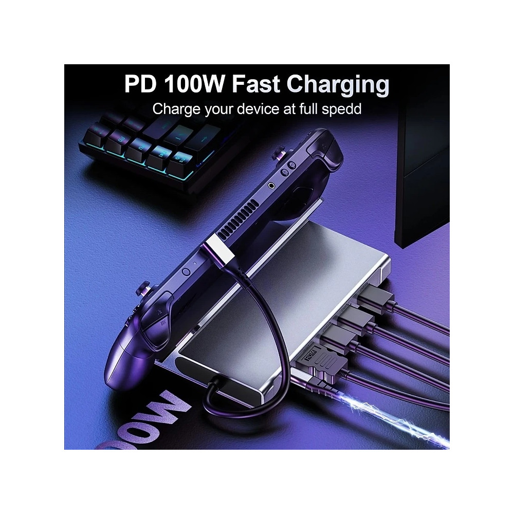 Choetech 6932112105233 HUB-M77 PD100W 5 in 1 USB-C PD+HDMI+USB 3.0A/F*1+USB2.0*2 Steam Deck Docking Station - Image 1