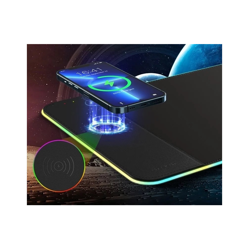 Choetech 6932112102300 T543-F RGB Illuminated 15W Wireless Charging Mouse Pad - Image 2