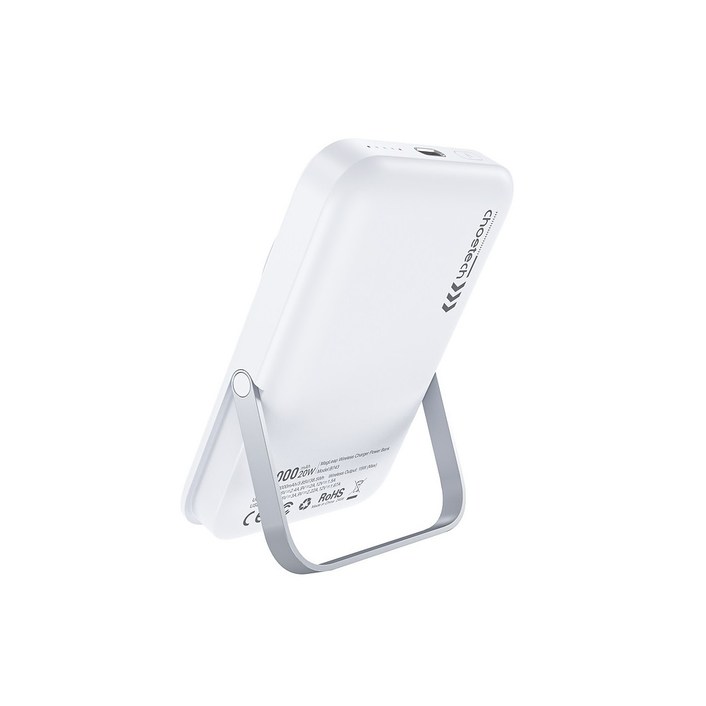 Choetech 6932112108043 B743WH 10000mAh 20W MagLeap Wireless Power Bank White with Phone Holder - Image 4