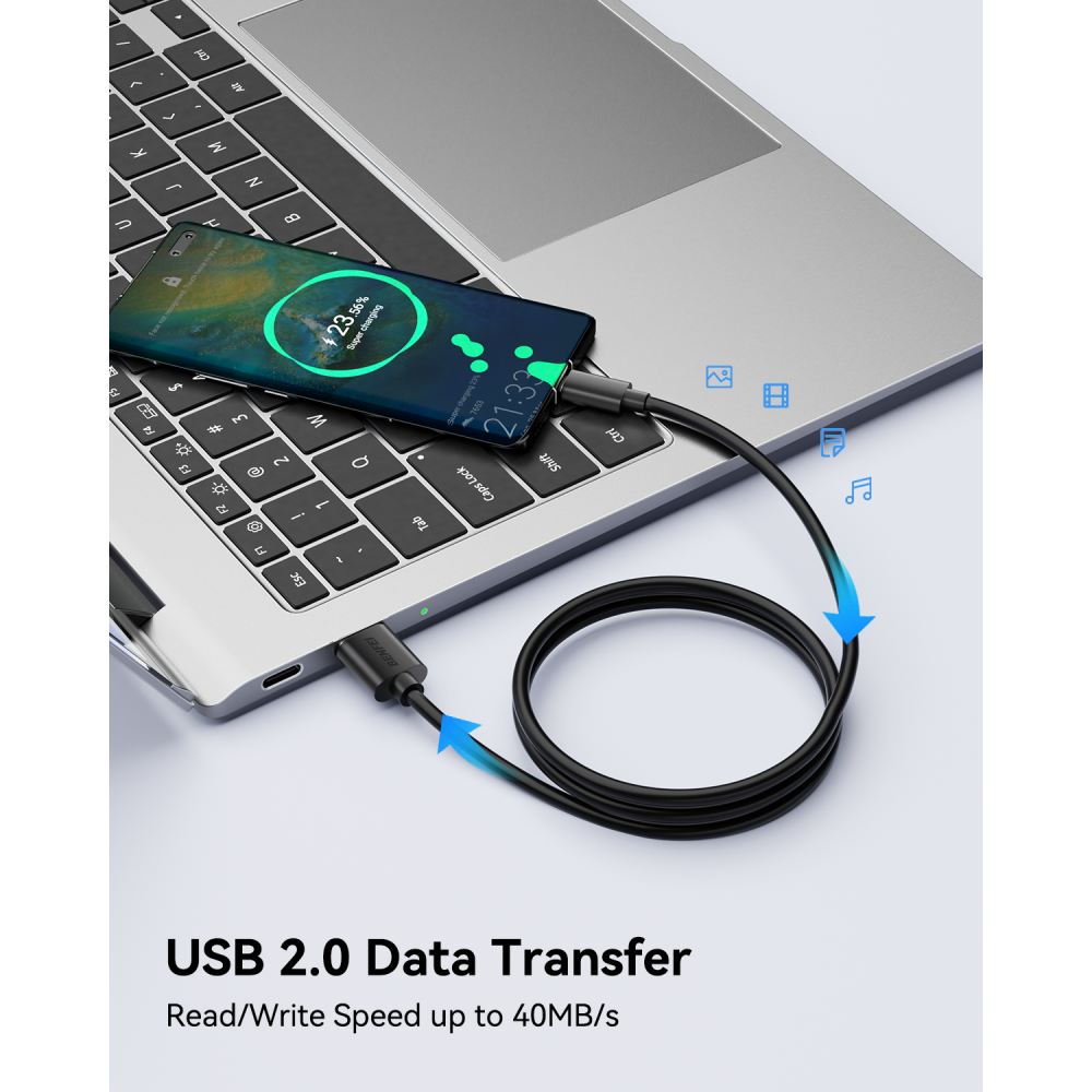 BENFEI 6971785944800 000436BK-0.5M USB 2.0 Male to Micro USB Male Data Cable 0.5M Black - Image 5