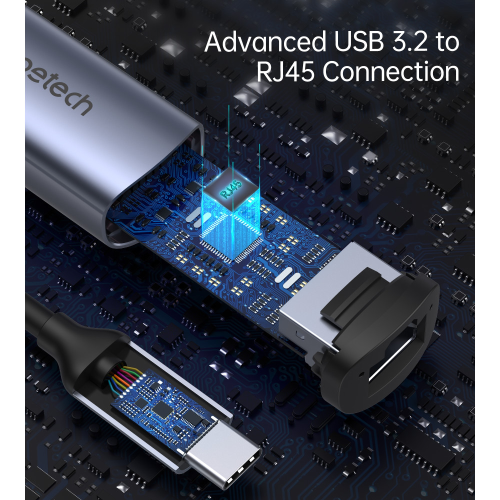 Choetech 6971824978117 HUB-R02 Aluminium USB-C to Gigabit RJ45 2.5Gbps Ethernet Adapter - Image 4