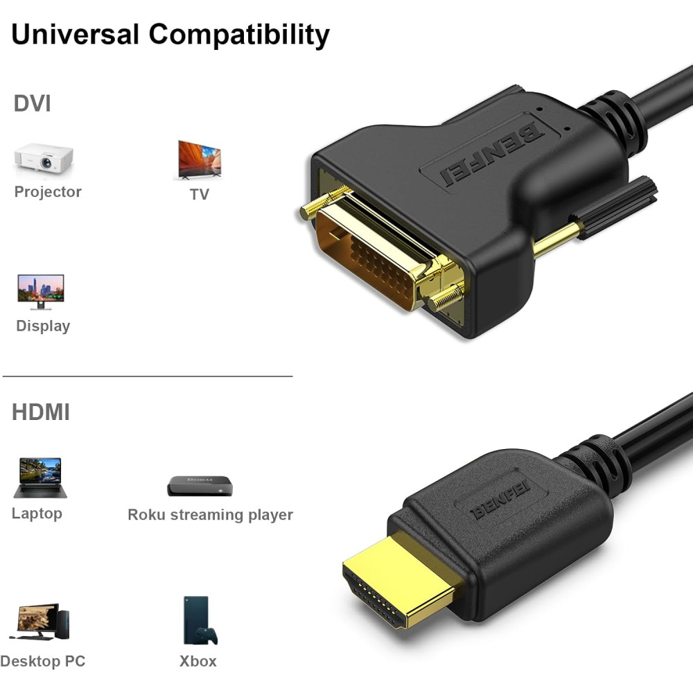 BENFEI B07D6RL3VN 000189black HDMI Male to DVI-D 24+1 Male Bi Directional High Speed Cable 1.8M - Image 7
