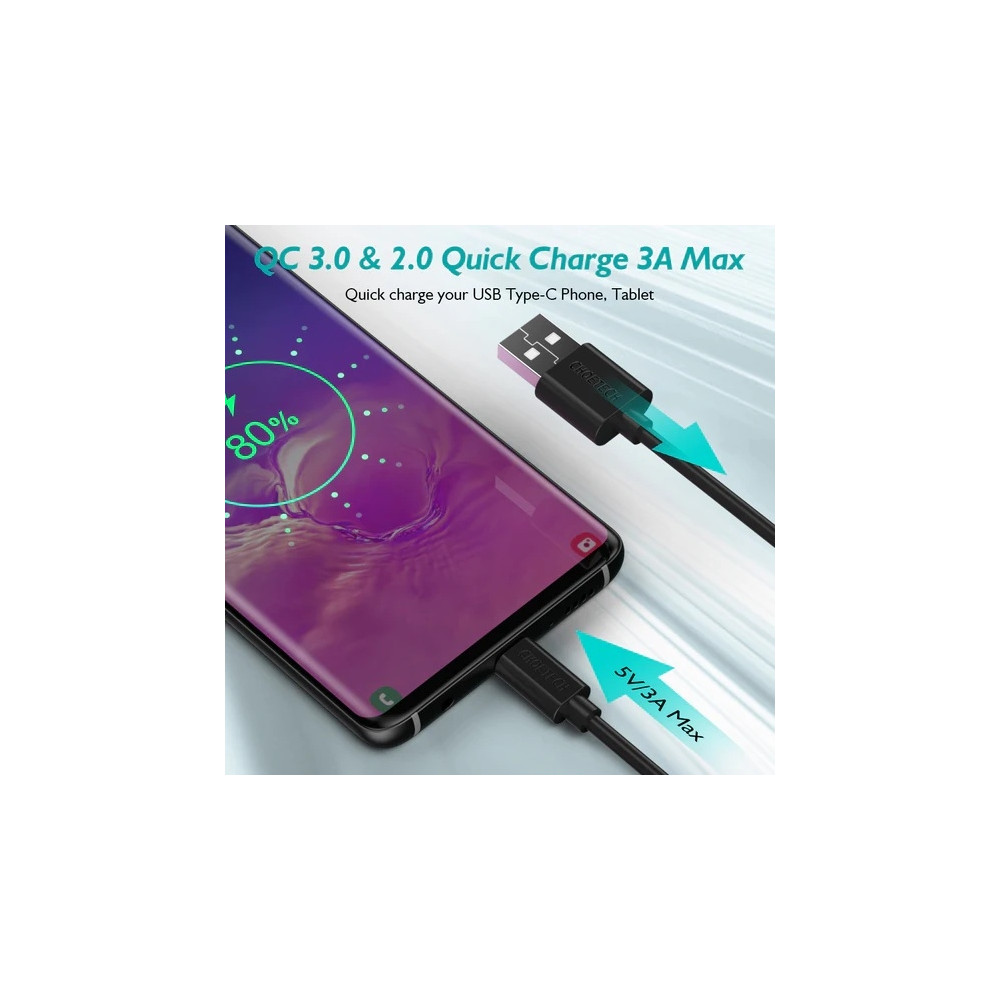 Choetech 6971824970708 AC0003-V4 USB-A to Type-C Cable – 6.6ft Fast Charging Data Cord 2M - Image 2
