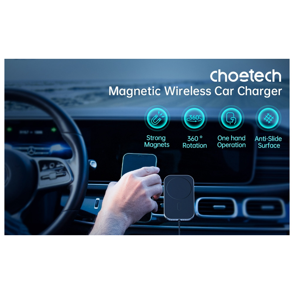 Choetech 6971824978445 T200-F-102BK MagLeap Magnetic Wireless Car Charger 1.5M - Image 9