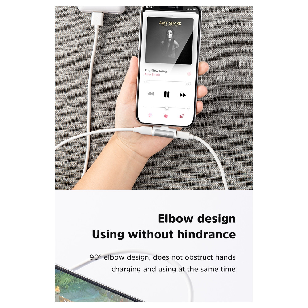 KIVEE 6941256113219 AD11 - 2 in 1 Lightning to Lightning Adapter Jack Phone Call Support - White - Image 5