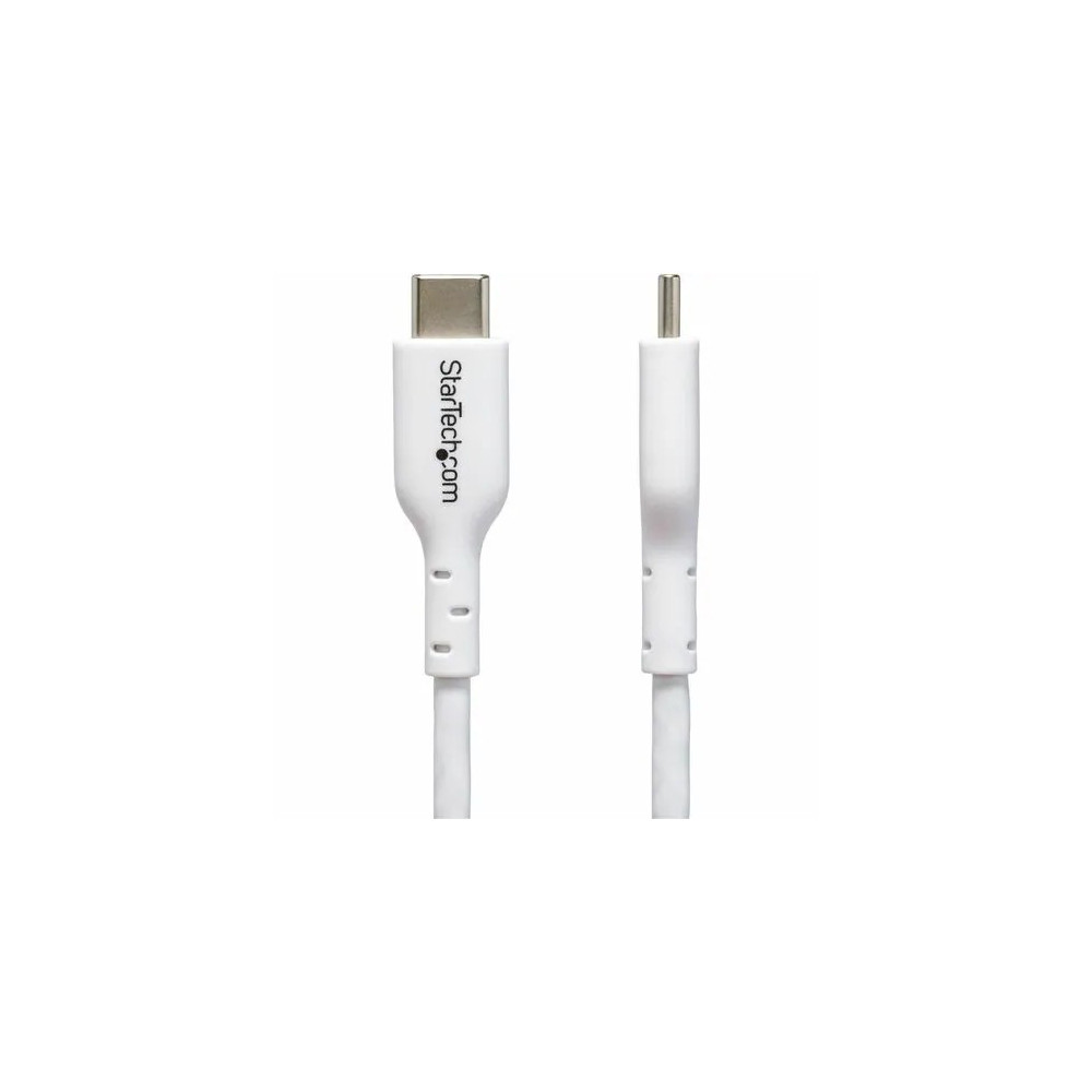 StarTech USB2CC1MNCWHE 1m (3.3ft) White USB-C Charging Cable, USB 2.0 Type-C Laptop Charger Cord, 60W Power Delivery, TPE Jacket, Data Transfer Cable - USB-C Charging Cable supports 60W/3A Power Delivery and 480Mbps; Fast Charge from a USB-C wall charger/