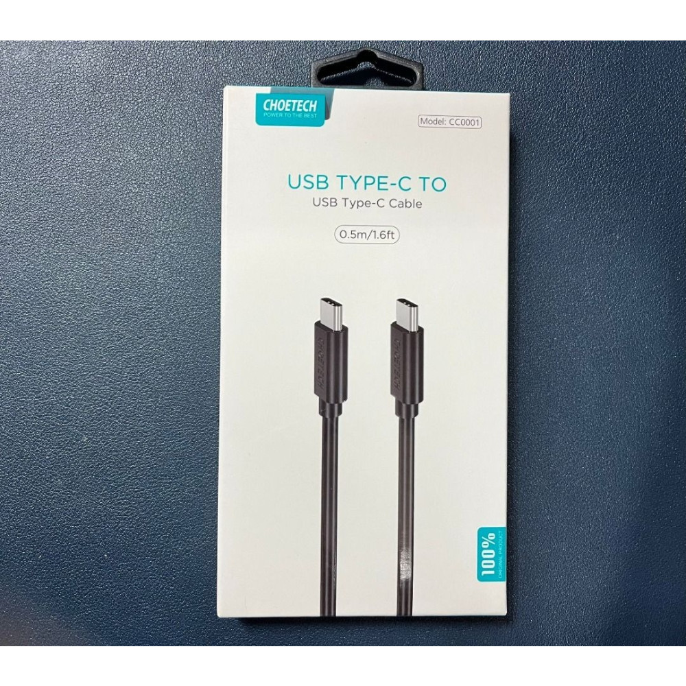 Choetech 6971824971514 CC0003 USB-c to USB-C Cable USB3.1 3A 60W 2M Black - Image 8