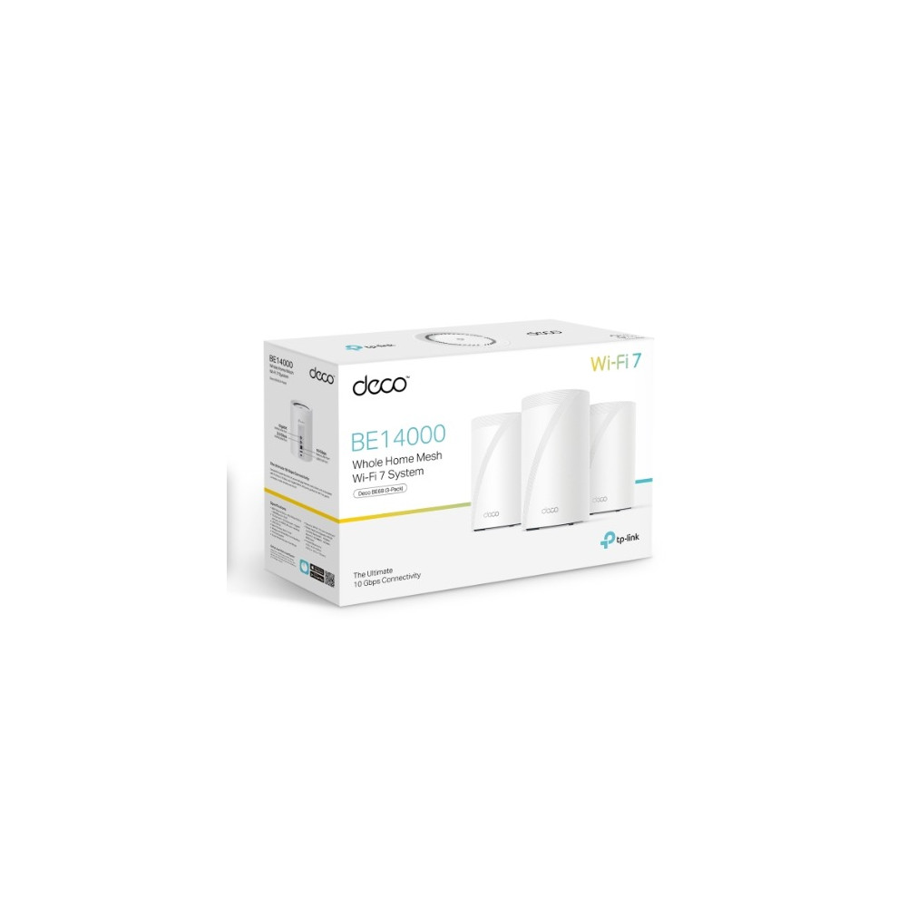 TP-LINK DECO BE68(3-PACK) Deco BE68 BE14000 Tri-Band Whole Home Mesh Wi-Fi 7 System (3-pack) 688 Mbps at 2.4 GHz + 4324 Mbps at 5 GHz + 8647 Mbps at 6 GHz - Image 1