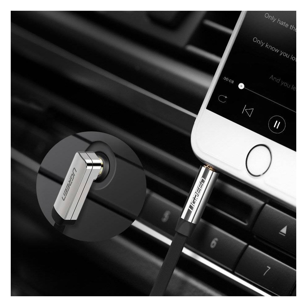 UGREEN 6957303817283 10728 3.5mm Male to 3.5mm Right Angle 3.5mm Aux Cable 3m (Black) - Image 2