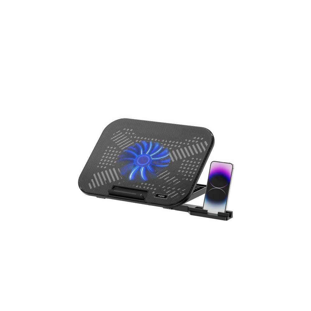 Rapoo CF100. BLACK Laptop Cooling Pad CF100, High-Efficiency Cooling Ergonomic Design, Multi-height Adjustable, Sturdy, Durable, Multi-Size Compatible - Image 1