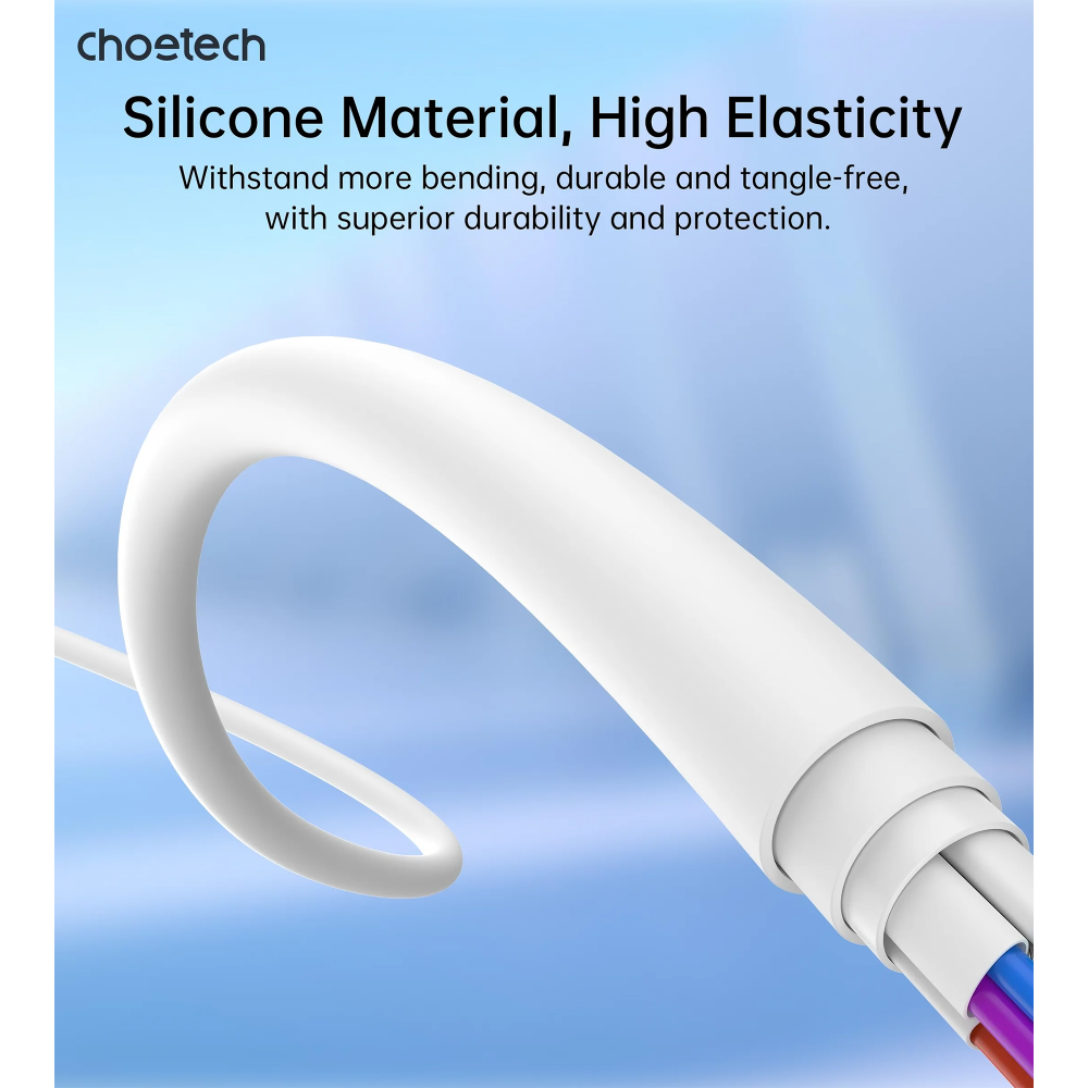 Choetech 6932112106445 XCL-0002 1m Silicone USB-C to Lightning Cable Fast Charging White - Image 4