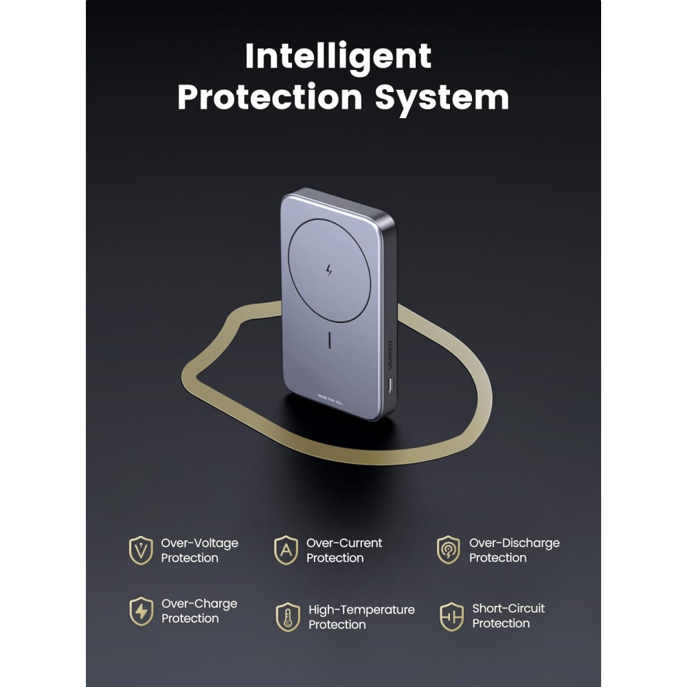 UGREEN 6941876210862 15086 10000mAh Magnetic Wireless Power Bank (Sapce Gray) - Image 7