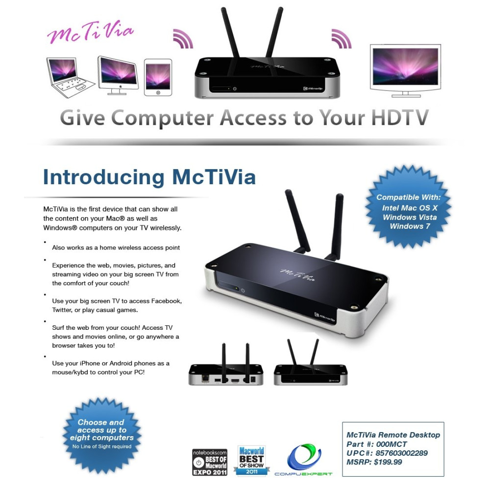 AWIND MCTIVIA Wireless Network Streamer PC or Mac to TV