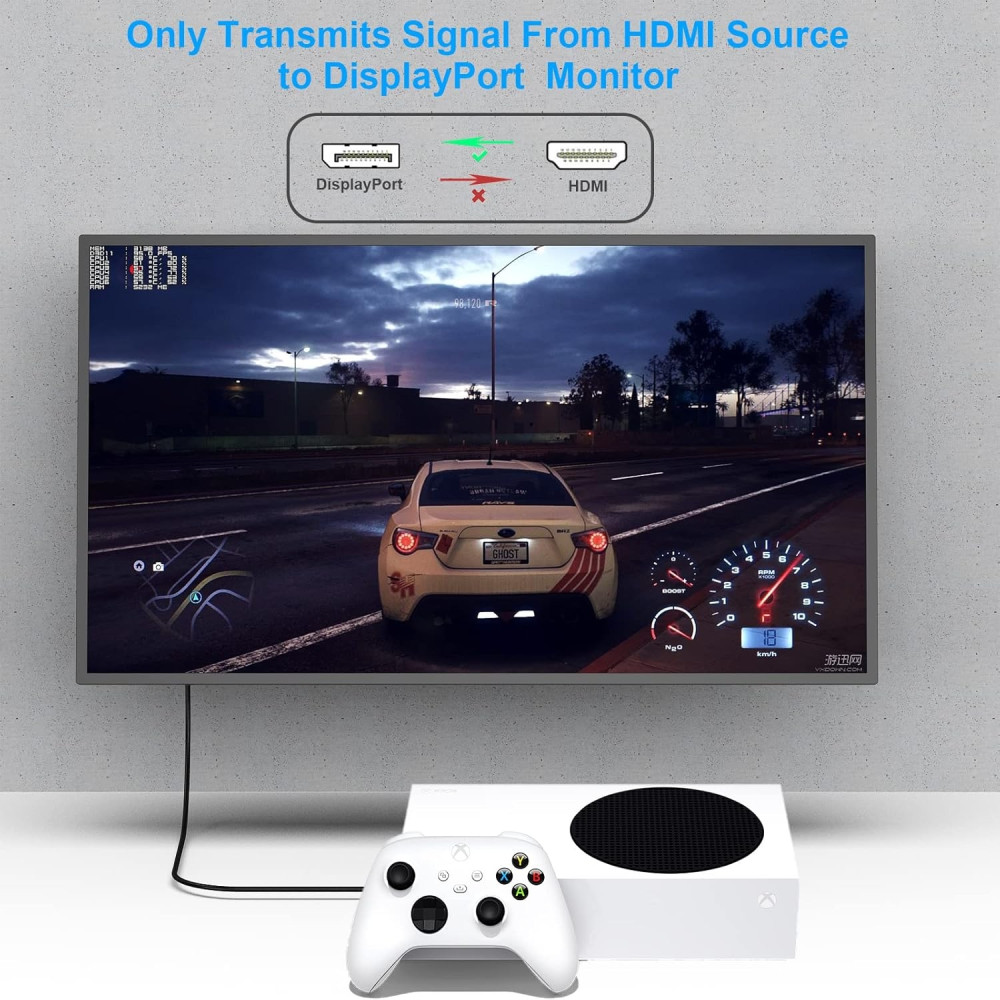BENFEI 6971785944305 000344GY-1M HDMI to DisplayPort Unidirectional 4K Active Cable with USB Powered 1M - Image 4