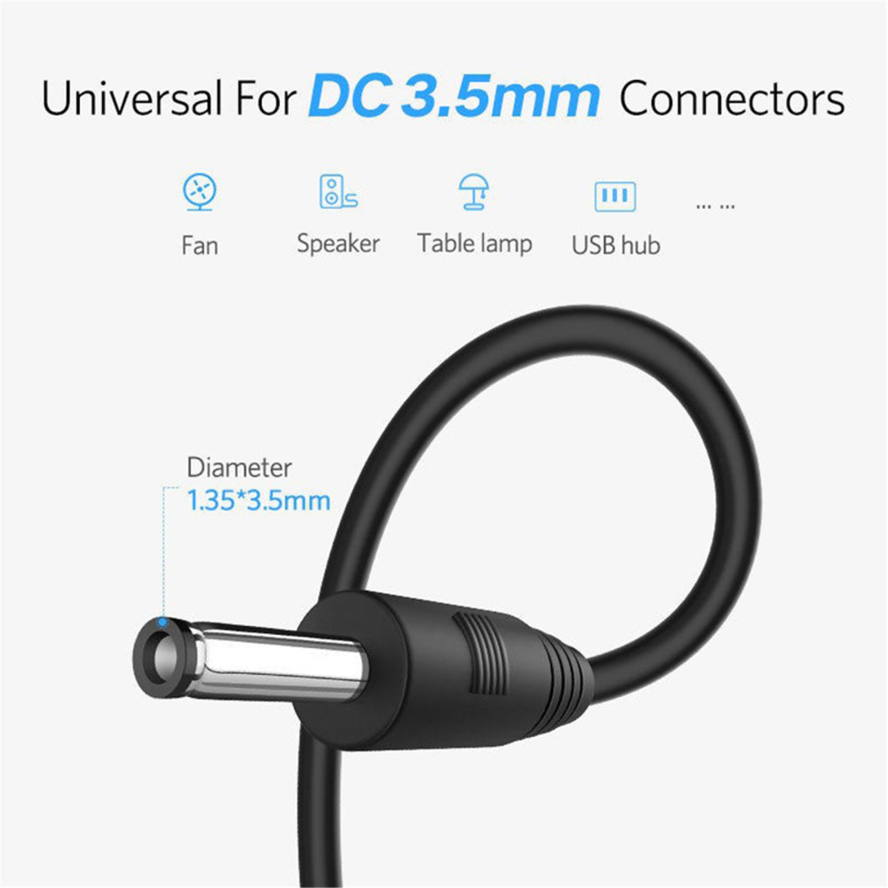 UGREEN 6957303813766 10376 USB2.0-A to DC 3.5mm M/F Charging Cable 1m (Black) - Image 3