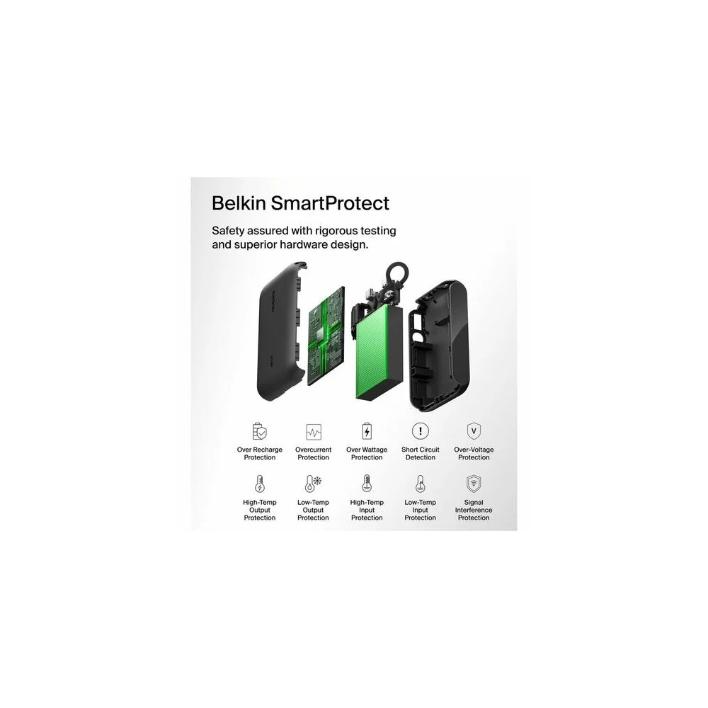 Belkin BPB027FQBK BoostCharge Power Bank - For Smartphone, Tablet PC, iPhone, iPad mini, iPad Pro - 10000 mAh - 20 W - USB Type-C Connector - 2 x USB - Digital Display, Battery Level Indicator, Overheat Protection - Image 10