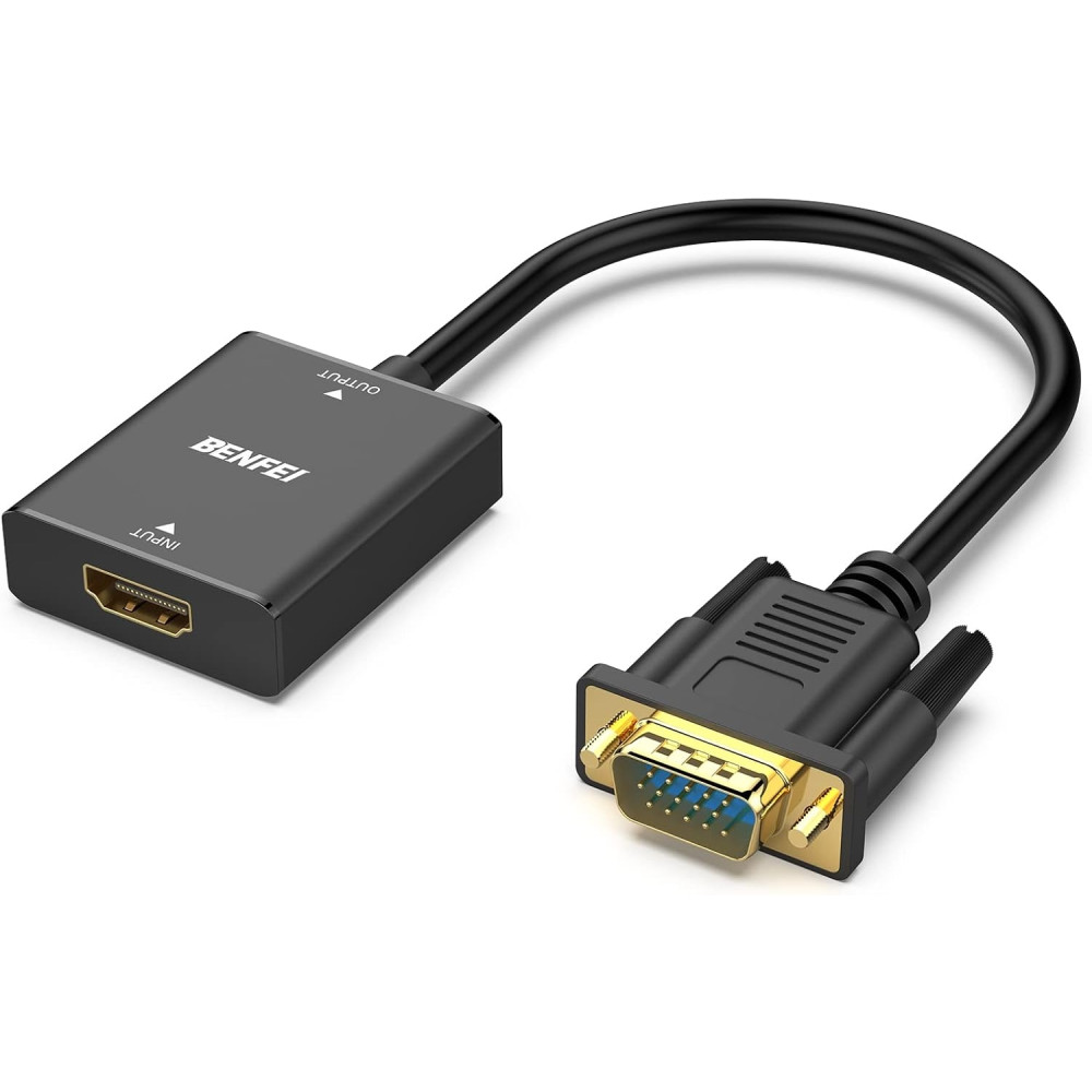 BENFEI B07XZ22KCD 000272BK HDMI Female to VGA Male with 3.5mm Audio Jack, Uni-Directional Adapter Black - Image 1
