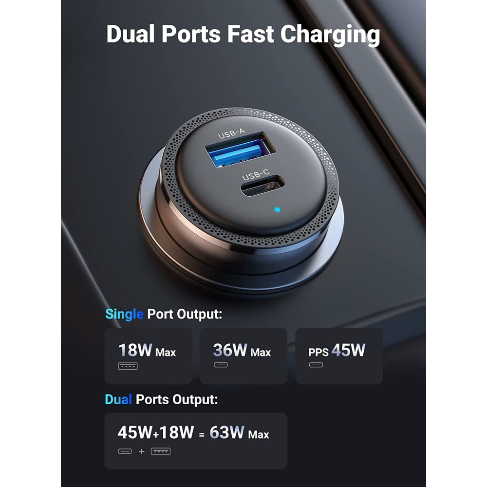 UGREEN 6957303896455 90645 63W USB C Car Charger - Image 4
