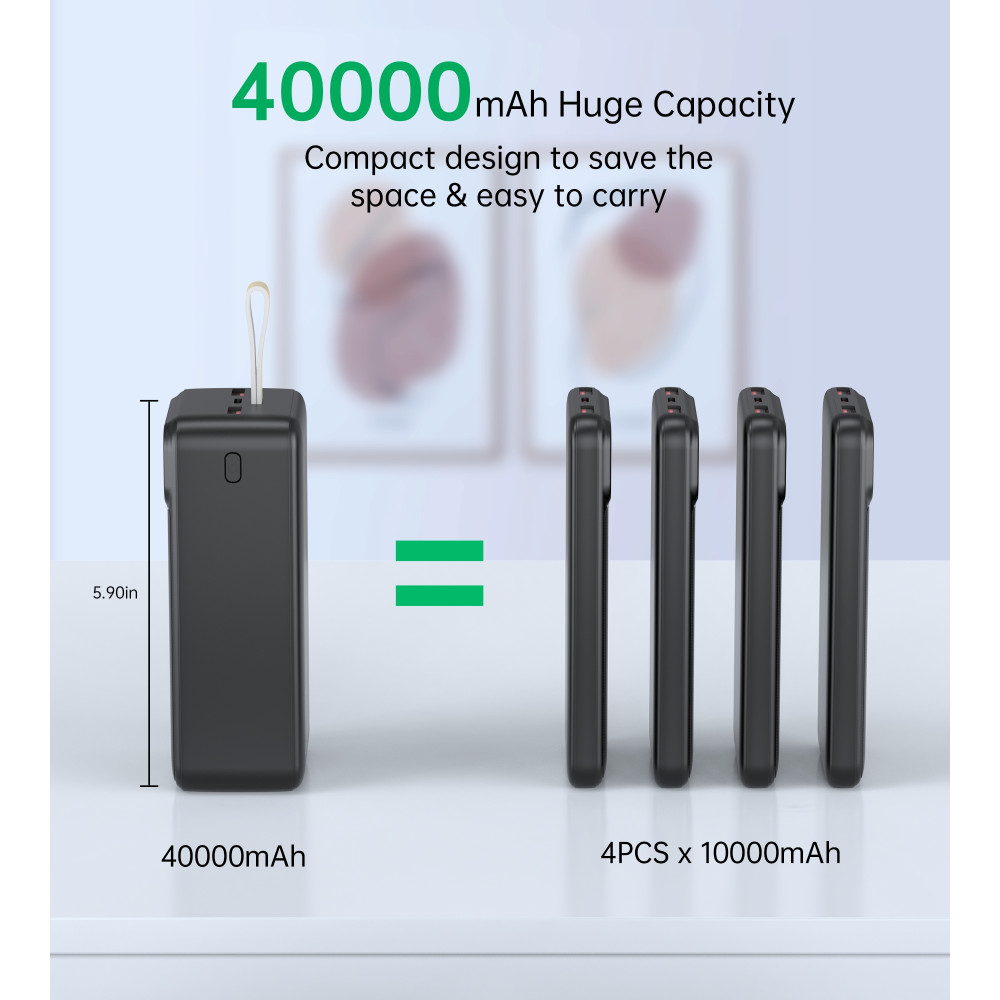 Choetech 6932112106865 B731 40000mAh Power Bank PD22.5W with Digital Display Black - Image 9