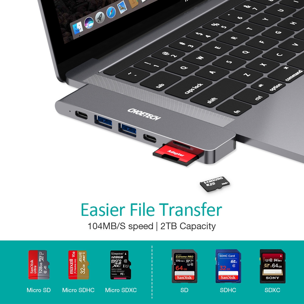 Choetech 6971824975376 HUB-M14 USB-C 7 in 2 Expand Docking Station Hub for MacBook Pro - Image 6