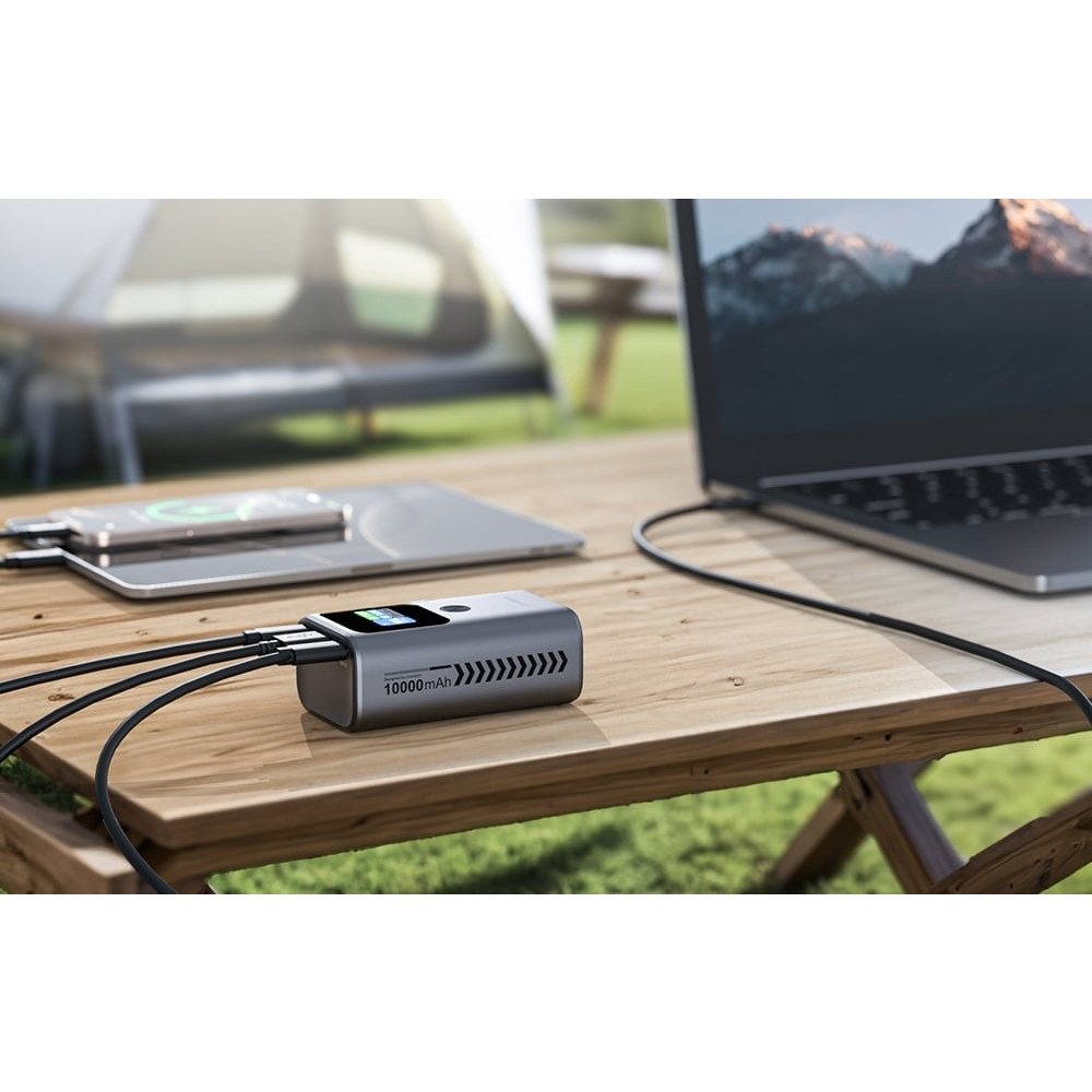 Choetech 6932112107299 B701-GY 10,000mAh PD30W USB-A + USB-C x 2, 3Ports & TFT Display Power Bank - Image 6