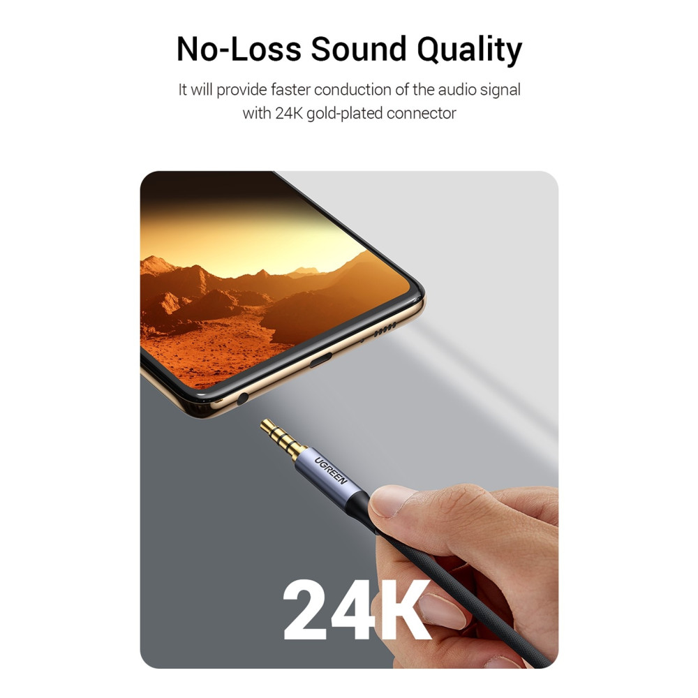 UGREEN 6957303827855 20785 3.5mm Braided 4-Pole Audio Cable Male to Male 3M - Image 8