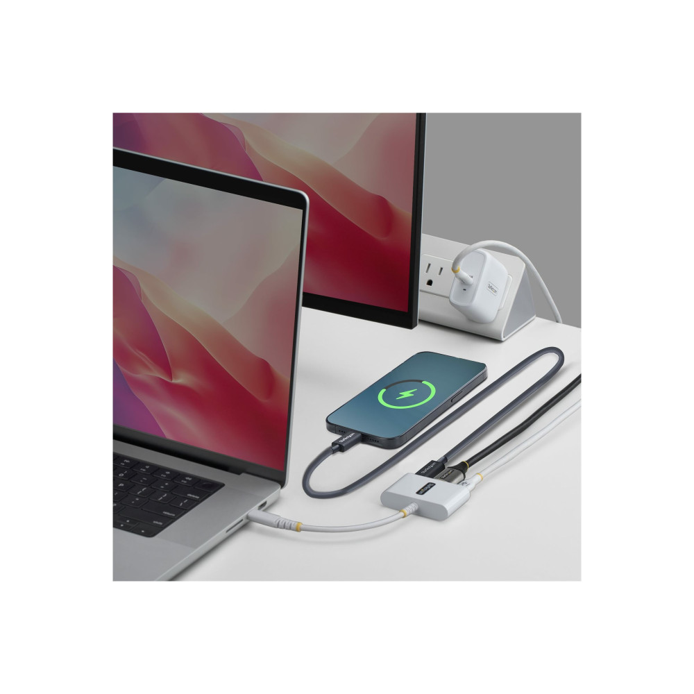 StarTech 168W-USBC-MULTIPORT USB-C HDMI MULTIPORT HUB, 140W, 4K 60HZ, USB 5GBPS, WHITE, 3 YR - Image 4