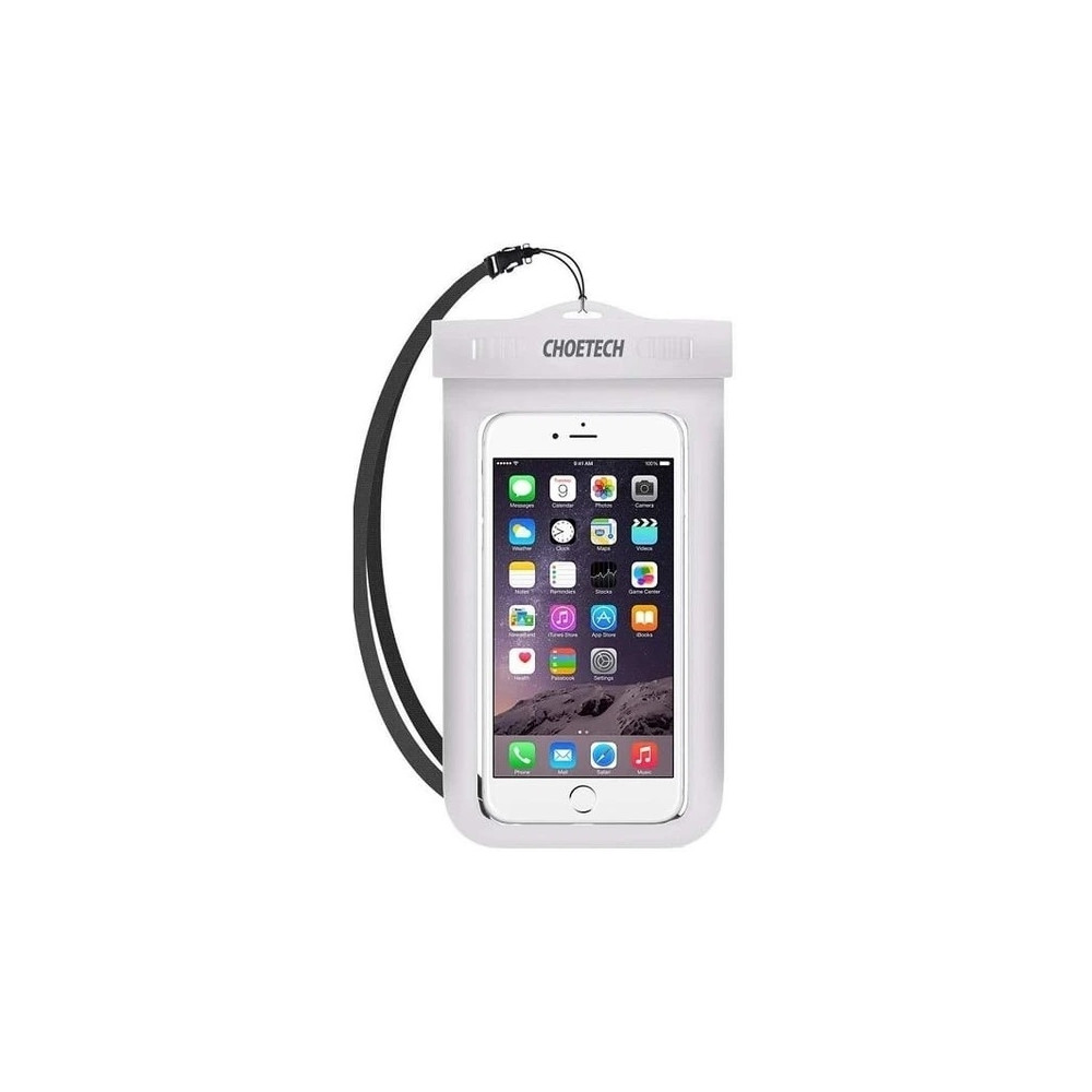 Choetech 6971824971910 WPC007 Universal WaterProof Cell Phone Pouch bag, up to 8" (White) - Image 1