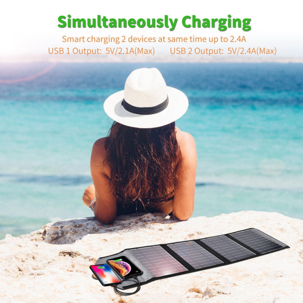 Choetech 6971824973006 SC005 22W Portable & Foldable Solar Charger (4 Solar Pannels + 2 USB Ports) - Image 4