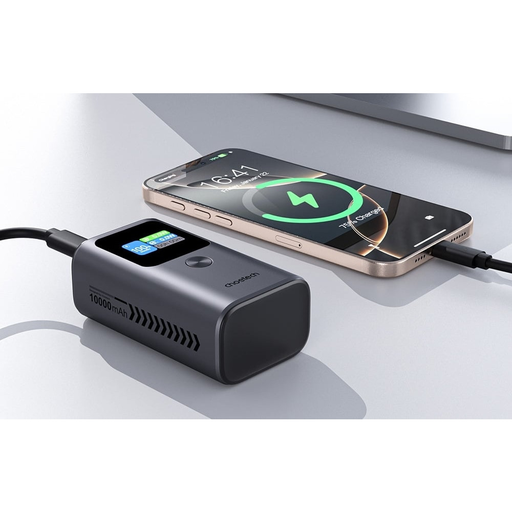 Choetech 6932112107299 B701-GY 10,000mAh PD30W USB-A + USB-C x 2, 3Ports & TFT Display Power Bank - Image 4