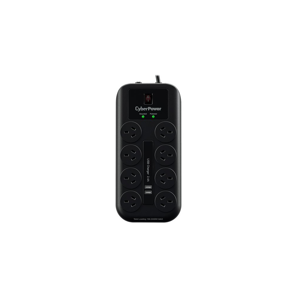 CyberPower CPSURGE08USB-ANZ 8-port Surge Protector with 2 x USB Charging Ports - 5 Yrs Adv. Replacement WTY - Image 2