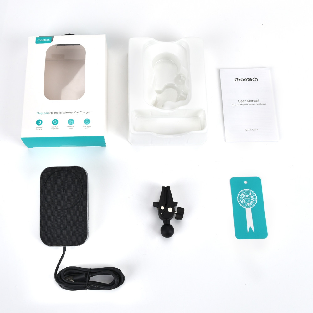Choetech 6971824978445 T200-F-102BK MagLeap Magnetic Wireless Car Charger 1.5M - Image 1