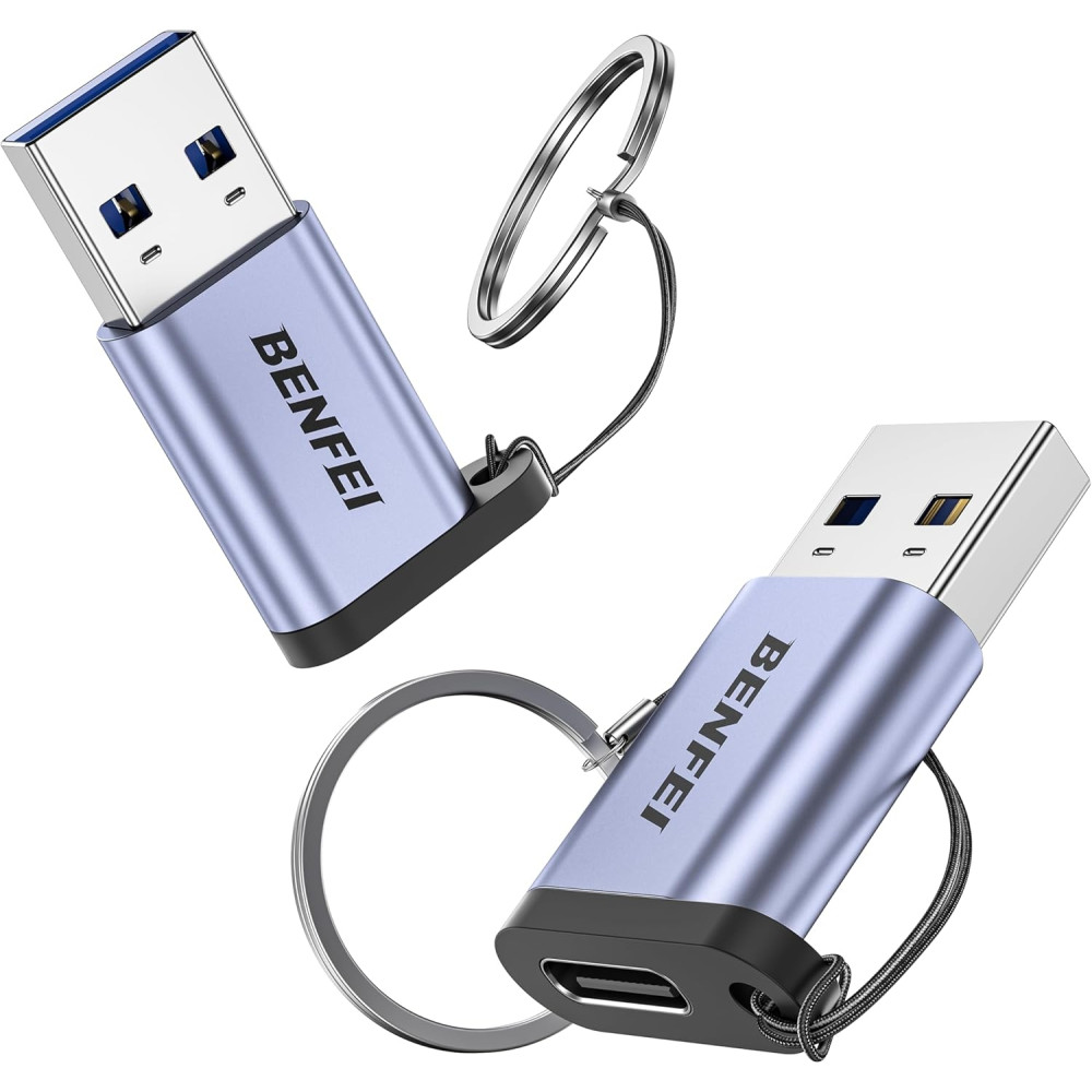 BENFEI 6971785944015 000407GY-2P USB-A to USB-C Adapter (2 Pack Male to Female) Supporting 5V 3A 10Gbps Data Transmit - Image 1