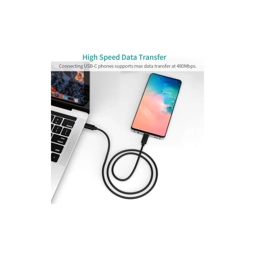 Choetech 6971824971514 CC0003 USB-c to USB-C Cable USB3.1 3A 60W 2M Black - Image 2