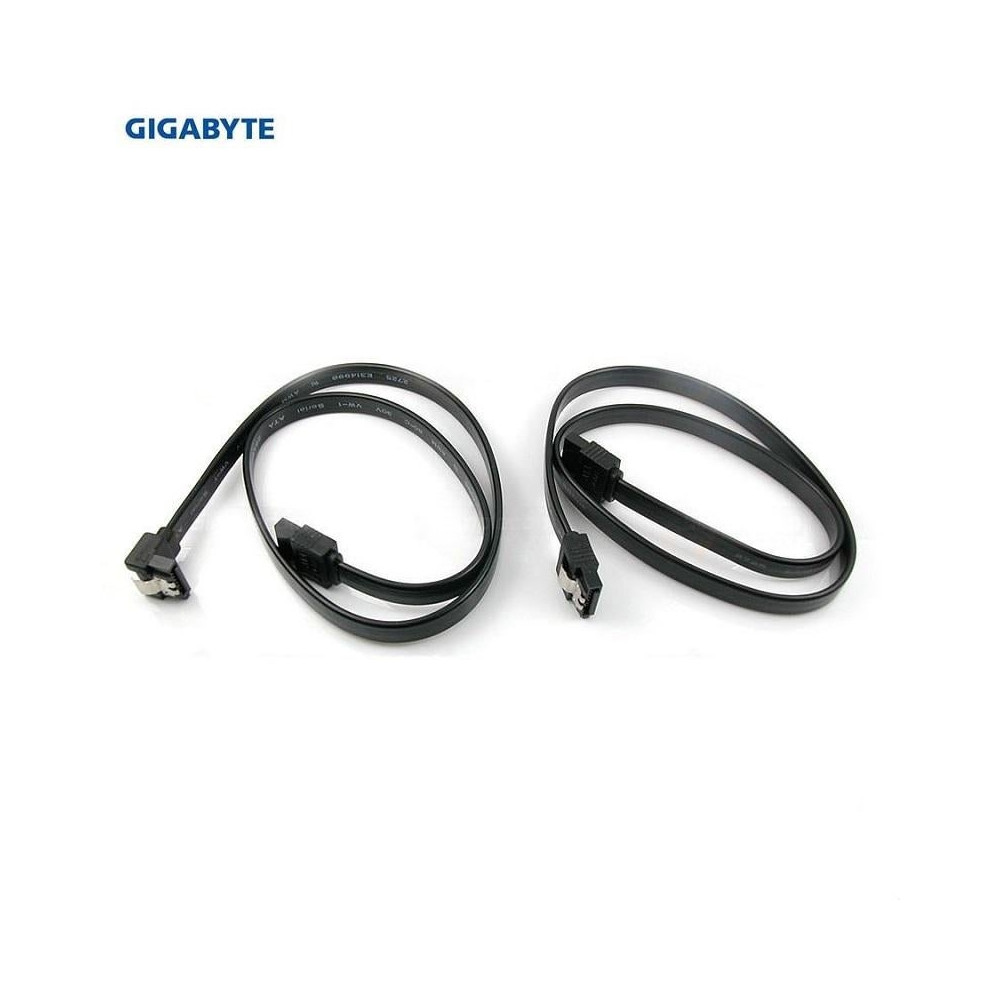 Gigabyte GA-SATA-BK 4x SATA 3 III 3.0 Data Cable 6Gbps for HDD SSD with Angle and Lead Clip Black - Image 1