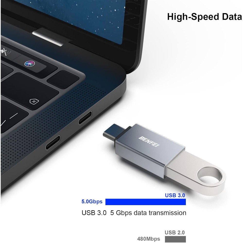 BENFEI B07X5V3XGZ 000191GY-1P USB C to A Male to Female Adapter Compatible with MacBook / Samsung Galaxy / Google Pixel, Nexus, and More - Image 3