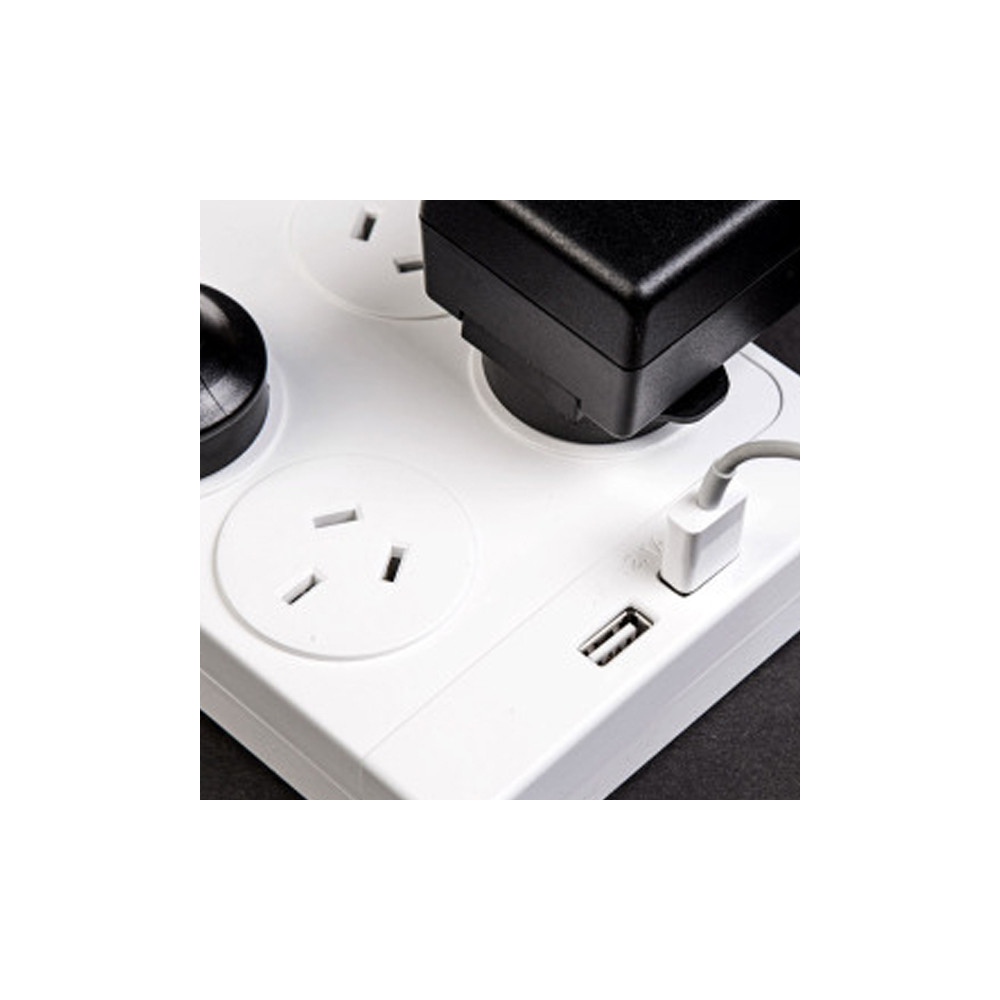 Huntkey PSUHUNSAC604PBW Power Board (SAC604) with 6 sockets and 2 USB ports ---RRP$79.95