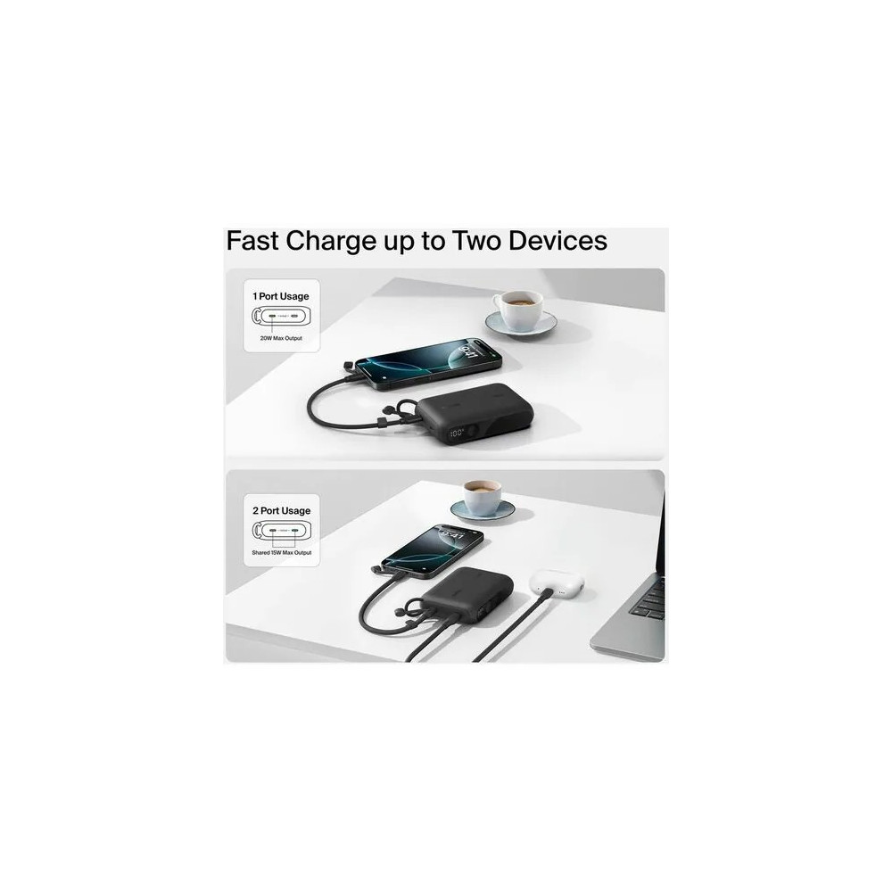 Belkin BPB027FQBK BoostCharge Power Bank - For Smartphone, Tablet PC, iPhone, iPad mini, iPad Pro - 10000 mAh - 20 W - USB Type-C Connector - 2 x USB - Digital Display, Battery Level Indicator, Overheat Protection - Image 14