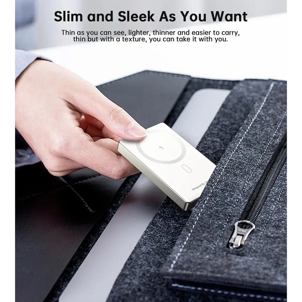 Choetech 6932112107978 B739-WH 20W Slim USB-C 10000mAh Magnetic Power Bank -White - Image 4